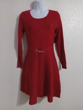 Absolutely Famous - Red Kint Long Sleeve Dress
